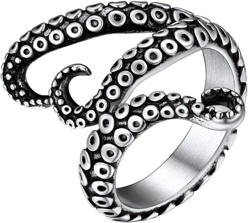 ChainsHouse Men Women Stainless Steel/18K Gold Plated/Black Snake Ring, Retro Punk Gothic Jewelry Antique Octopus Serpent Reptile Rings (with Gift Box) in Saudi Arabia