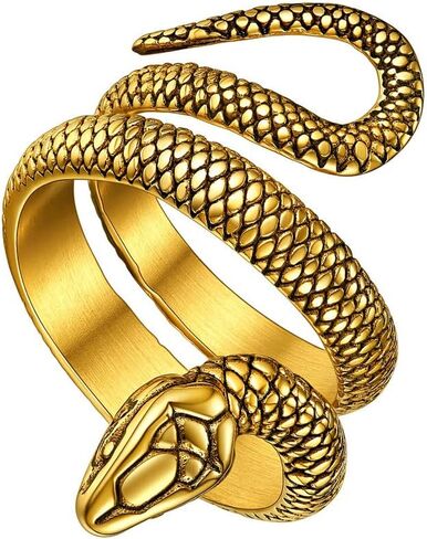 ChainsHouse Men Women Stainless Steel/18K Gold Plated/Black Snake Ring, Retro Punk Gothic Jewelry Antique Octopus Serpent Reptile Rings (with Gift Box) in Saudi Arabia