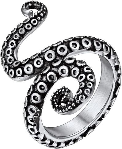 ChainsHouse Men Women Stainless Steel/18K Gold Plated/Black Snake Ring, Retro Punk Gothic Jewelry Antique Octopus Serpent Reptile Rings (with Gift Box) in Saudi Arabia