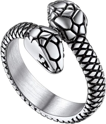 ChainsHouse Men Women Stainless Steel/18K Gold Plated/Black Snake Ring, Retro Punk Gothic Jewelry Antique Octopus Serpent Reptile Rings (with Gift Box) in Saudi Arabia