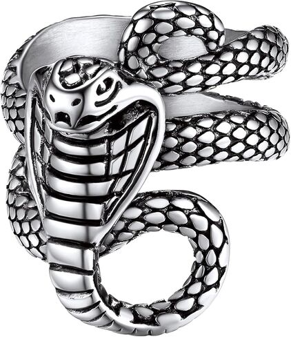 ChainsHouse Men Women Stainless Steel/18K Gold Plated/Black Snake Ring, Retro Punk Gothic Jewelry Antique Octopus Serpent Reptile Rings (with Gift Box) in Saudi Arabia