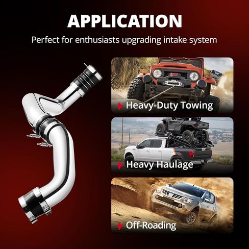 أنابيب المبرد الداخلي EVIL ENERGY المتوافقة مع 2008-2010 Ford F250/F350/F450/F550 6.4L PowerStroke V8 ديزل، طقم أنابيب المبرد الداخلي من الألومنيوم الجانب الساخن، فضي in Kuwait