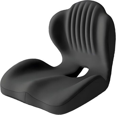 وسادة مقعد من إسفنج الذاكرة من Seashell - لكرسي المكتب، ومقعد الشاحنة، ومقعد السيارة، وكرسي المكتب، ودعم الظهر على شكل حرف L وتخفيف آلام عرق النسا وتخفيف آلام العصعص والجلوس الطويل والقيادة (أسود) in Kuwait