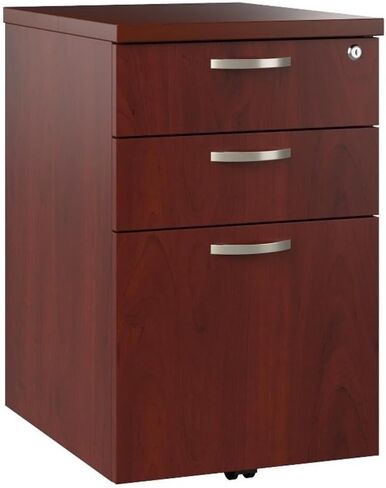 Bush Business Furniture Office in an Hour 3 Drawer Rolling File Cabinet in Mocha Cherry | Mobile Under Desk Drawers for Letter, Legal, and A4-Size Document Storage in Kuwait