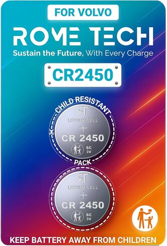 قطعتان من بطارية CR2450 Key Fob البديلة لفولفو (2007-2018) - S40 S60 S80 V40 V50 V60 V70 XC60 XC70 C30 C70 مفتاح ذكي بخمسة أزرار، FCC KR55WK49259، الجزء 31252732 in Saudi Arabia