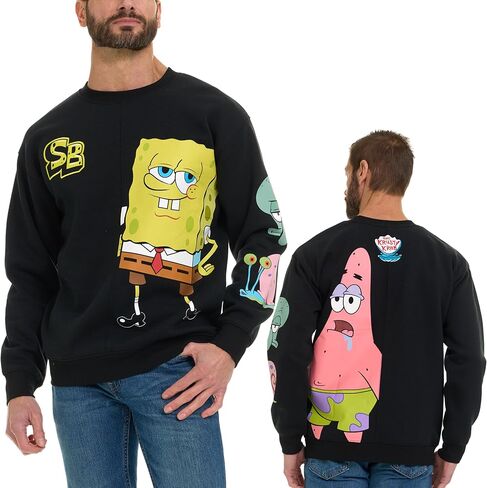 سويت شيرت رجالي من Nickelodeon SpongeBob Patrick من الصوف بفتحة رقبة دائرية مع تطريز in Saudi Arabia