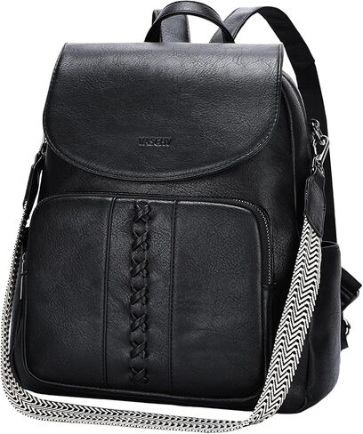 VASCHY Backpack Purse for Women, Fashion Cute Vegan Leather Flap Backpack Convertible Handbag for Ladies with Guitar Strap Coffee in Saudi Arabia