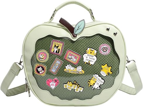 حقيبة ظهر Ita Bag باللون الأخضر على شكل تفاحة وحقيبة يد وحقيبة يد، عرض دبوس الرسوم المتحركة، هدية لأصدقائها in Saudi Arabia