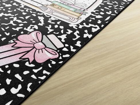 Flagship Carpets Book Club Composition Notebook With Bow Pencil Educational Area Rug for Kids Room, Children's Classroom Rug for Teaching and Playroom, 5' X 7'6" in Saudi Arabia