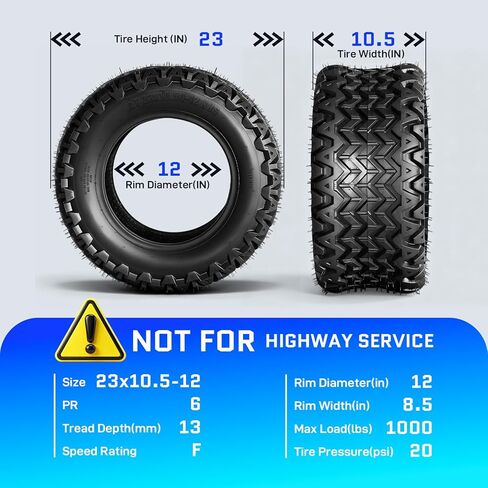 TRIBLE SIX 23x10.5-12 ATV/UTV Tires,23x10.5x12 All-Terrain Mud & Trail Tires,6PR,Tubeless,Set of 2 in Saudi Arabia
