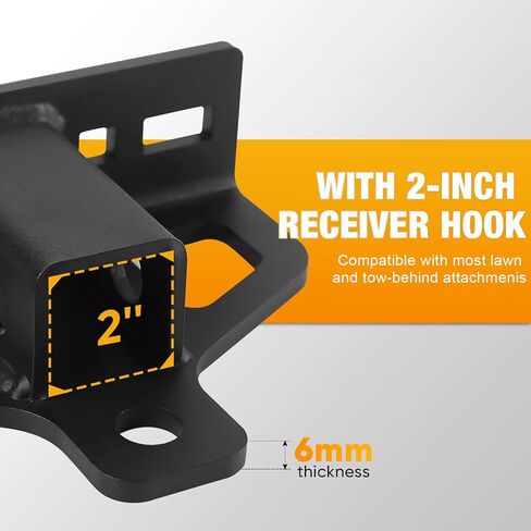 وصلة وصلة جزازة العشب بدون دوران مع جهاز استقبال 2 بوصة، وصلة استقبال مقطورة فولاذية شديدة التحمل بسمك 6 مم مع دبوس ومشابك وصلة مقطورة، مثالية لجرار جزازة العشب وعربة الجولف in Kuwait