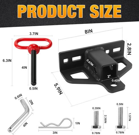 وصلة وصلة جزازة العشب بدون دوران مع جهاز استقبال 2 بوصة، وصلة استقبال مقطورة فولاذية شديدة التحمل بسمك 6 مم مع دبوس ومشابك وصلة مقطورة، مثالية لجرار جزازة العشب وعربة الجولف in Kuwait