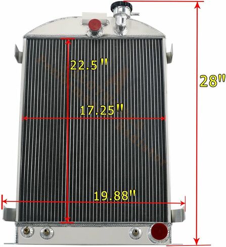 3 Row Aluminum Radiator+Shroud Fan+Relay Compatible with 1930-1932 Ford MODEL A B Hot Rod Chevy V8 AT in Saudi Arabia
