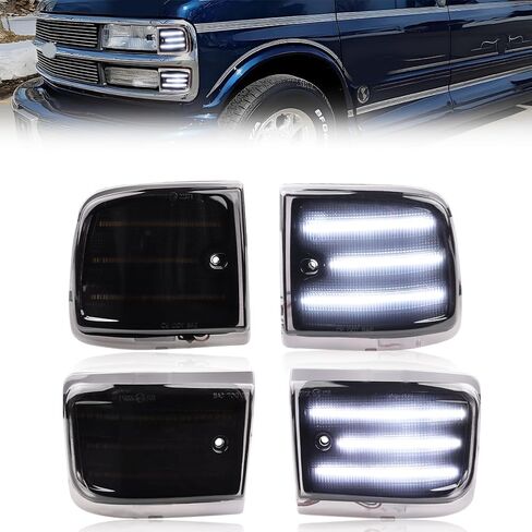 غطاء مصباح إشارة الانعطاف الأمامي السفلي متوافق مع 1996 1997 1998 1999 2000 2001 2002 Chevro-let Express Van، غطاء مصباح إشارة الانعطاف [بدون مصابيح]، قطعتان، عدسة كهرمانية in Saudi Arabia