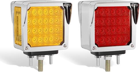 قطعتان من مصابيح حاجز القاعدة 78LED، مصابيح إشارة الانعطاف المربعة ذات الوجه المزدوج مع قناع شفاف مقاوم للماء مع ضوء وامض لشاحنة Peterbilt 579 587 Kenworth W900 Freightliner in Kuwait