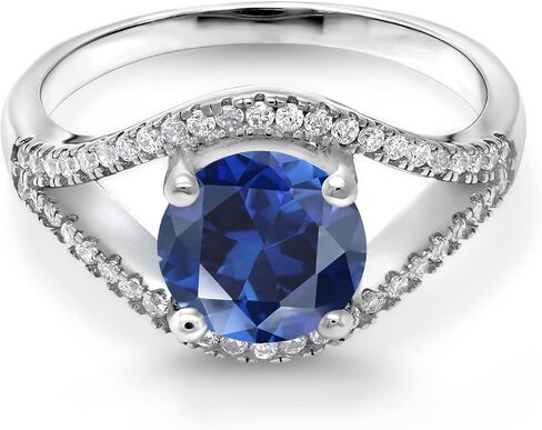 Gem Stone King 925 Sterling Silver Customized and Personalized 8MM Round Gemstone Birthstone Ring For Women | 2.50 Cttw in Saudi Arabia