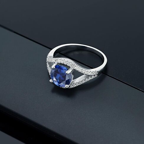 Gem Stone King 925 Sterling Silver Customized and Personalized 8MM Round Gemstone Birthstone Ring For Women | 2.50 Cttw in Saudi Arabia