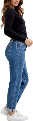Judy Blue Classic Mid Rise Embroidered Cuffed Boyfriend in Saudi Arabia
