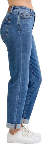 Judy Blue Classic Mid Rise Embroidered Cuffed Boyfriend in Saudi Arabia