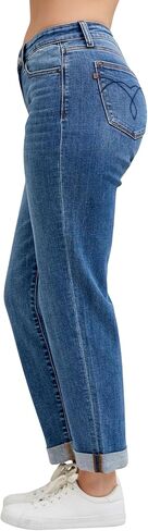 Judy Blue Classic Mid Rise Embroidered Cuffed Boyfriend in Saudi Arabia