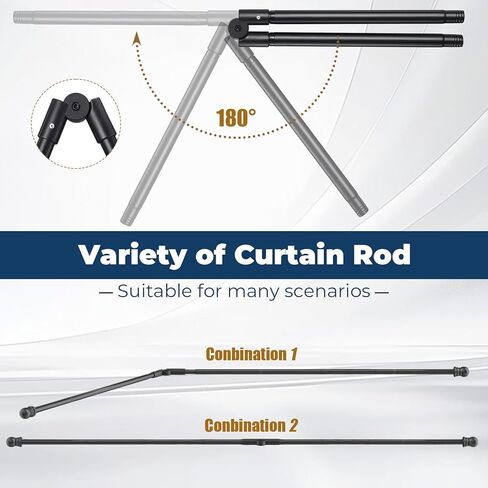 قضيب ستارة نافذة زاوية على شكل حرف L - عمود قابل للتعديل شديد التحمل مقاس 27-68 بوصة، قابل للطي للتخزين، حل نافذة الزاوية اليمنى (أسود غير لامع) لنوافذ الزوايا على شكل حرف L، غرفة النوم، غرفة المعيشة in Kuwait