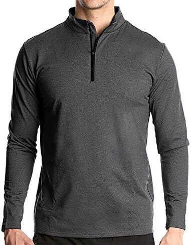 Men's Quarter Zip Up Casual Pullover Activewear Stand Collar Sweatshirts Long Sleeve Golf Shirts for Spring Fall in Saudi Arabia