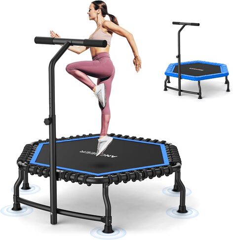 ANCHEER 50" Rebounder Trampoline for Adults with Bar, 550 LBS Mini Trampoline Quiet Exercise Rebounder Bungee Rebounder Jumping Cardio Trainer Workout for Adults in Saudi Arabia