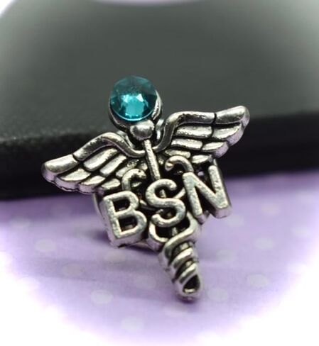 BSN RN Nursing Cudtom Lapel nurse pin for pinning ceremony with birthstone silver tone in Kuwait