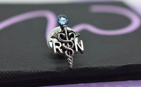 BSN RN Nursing Cudtom Lapel nurse pin for pinning ceremony with birthstone silver tone in Kuwait