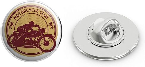 Cool Gold and Maroon Motorcycle Club Token Cartoon Icon Round Metal 0.75" Lapel Pin Hat Shirt Pin Tie Tack Pinback in Saudi Arabia