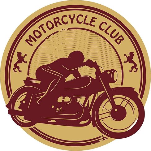 Cool Gold and Maroon Motorcycle Club Token Cartoon Icon Round Metal 0.75" Lapel Pin Hat Shirt Pin Tie Tack Pinback in Saudi Arabia
