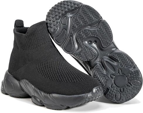 Kids Sock Sneakers, Black Knit Slip-On Toddler/Little Kid Athletic Shoes with Chunky Sole, Breathable Lightweight Casual Running Shoes for Boys Girls（ 6.5 Big Kid） in Saudi Arabia