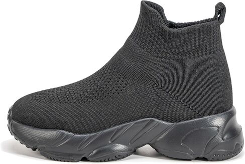 Kids Sock Sneakers, Black Knit Slip-On Toddler/Little Kid Athletic Shoes with Chunky Sole, Breathable Lightweight Casual Running Shoes for Boys Girls（ 6.5 Big Kid） in Saudi Arabia