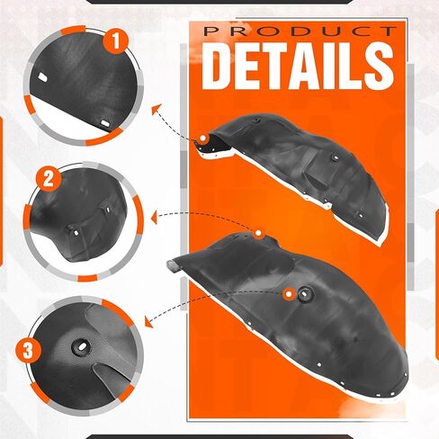 ECOTRIC Front Fender Liner Panel W/Clips Compatible with 2007-2013 Chevrolet Silverado 1500, Inner Wheel Liner Splash Shields Guard Plastic(PE) Black in Saudi Arabia