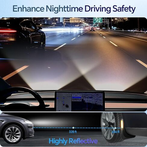 اللوحات الطينية من Farmogo لملحقات Tesla Model Y Juniper 2025 2026 - [مع شريط تحذير أصفر] لا تتطلب أدوات حفر للحماية من الرذاذ مناسبة لجميع الأحوال الجوية لملحقات Tesla Model Y باللون الأسود (مجموعة من 4) in Kuwait