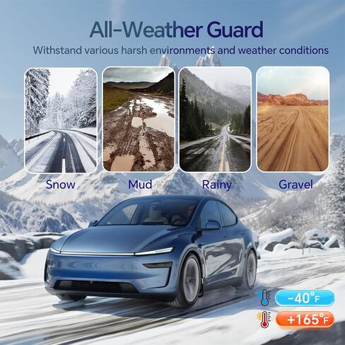 اللوحات الطينية من Farmogo لملحقات Tesla Model Y Juniper 2025 2026 - [مع شريط تحذير أصفر] لا تتطلب أدوات حفر للحماية من الرذاذ مناسبة لجميع الأحوال الجوية لملحقات Tesla Model Y باللون الأسود (مجموعة من 4) in Kuwait