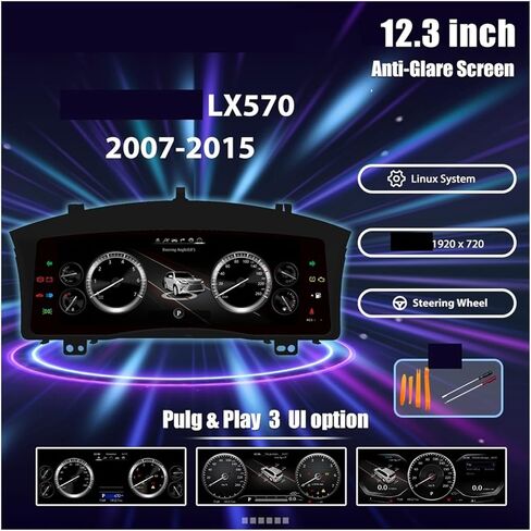 لوحة القيادة الرقمية Prelingcar مقاس 12.3 بوصة متوافقة مع لكزس LX570 2007-2015 سنة لوحة ال سي دي للسيارة عداد السرعة قمرة القيادة الافتراضية in Kuwait
