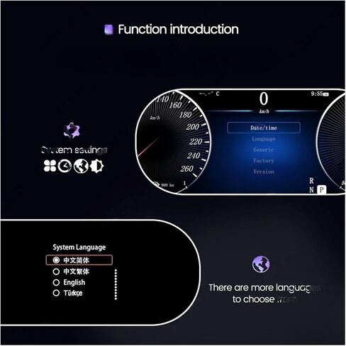 نظام لينكس لوحة قياس الوقود الرقمية LCD للسيارة متوافقة مع Benz A Class CLA GLA 12.3 بوصة شاشة عرض لوحة قيادة السيارة in Kuwait