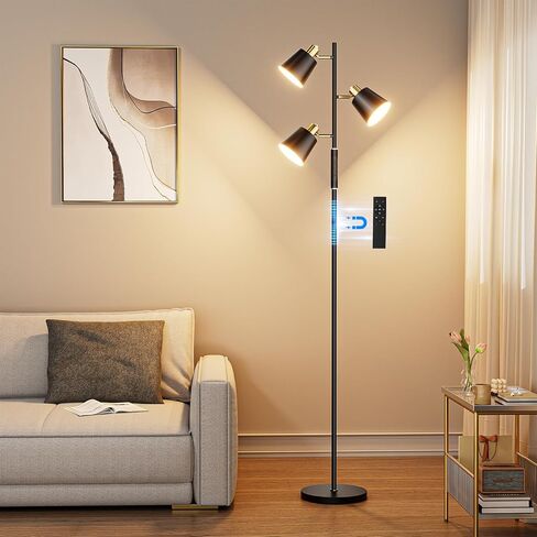 LED Tree Floor Lamp, 2500LM Super Bright Standing Lamp with Remote & Touch Control, 4 Color Temperatures, 3 Rotatable Lights, Modern Dimmable Floor Lamps for Living Room Bedroom Office in Saudi Arabia