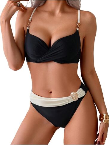 GORGLITTER Women's Sexy Bikini Sets Criss Cross Metal Swimsuits Two Piece Bathing Suit Swimwear 2026 in Saudi Arabia
