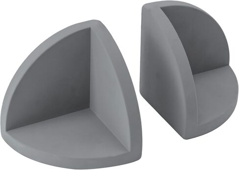MyGift Bookends Decorative with Storage Space, Book Ends Heavy Duty for Shelves, Desk, Modern Gray Concrete Geometric Semi-Circle, Minimalist in Saudi Arabia