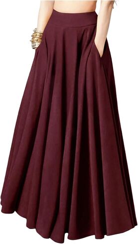 SHENHE Women's Flowy Maxi Skirt High Waisted A Line Casual Long Skirt with Pockets in Saudi Arabia