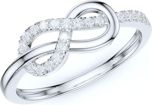 Real 10K White Gold Tie The Infinity Love Knot Simulated Diamond or Genuine Moissanite Intertwined Ring Promise Ring in Saudi Arabia