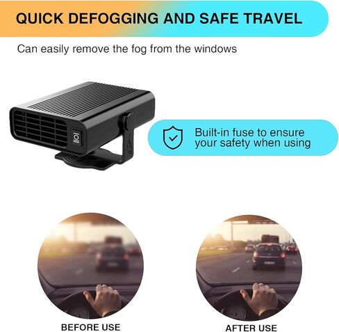 12V 150W Portable Car Heater Fast Demisting Defroster, Automobile Car Heater Can Heat Rapidly inwith Heating Cooling Air Purify, 360Degree Rotary Defroster Portable Car Heater (FF-14) in Saudi Arabia