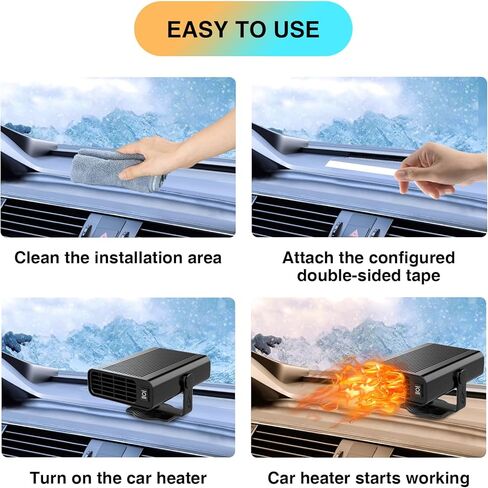12V 150W Portable Car Heater Fast Demisting Defroster, Automobile Car Heater Can Heat Rapidly inwith Heating Cooling Air Purify, 360Degree Rotary Defroster Portable Car Heater (FF-14) in Saudi Arabia