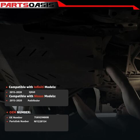 New Aftermarket Front Engine Splash Shield Under Cover Compatible with Infiniti QX60 | Nissan Pathfinder 2015-2020 (Exc. Hybrid Models) Replaces OE 758929NB0B | NI1228154 in Saudi Arabia