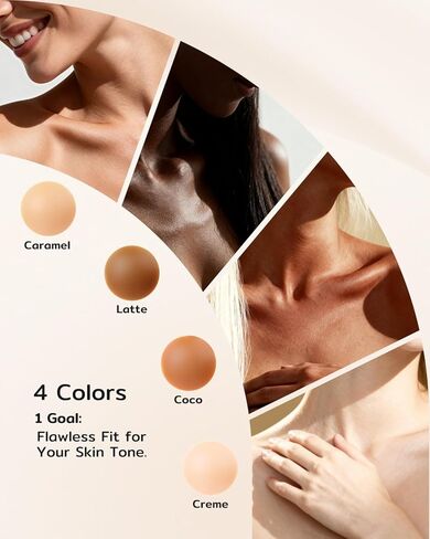 أغطية حلمات غير لاصقة للنساء من Niidor - فطائر سيليكون غير مرئية قابلة لإعادة الاستخدام - مثالية للسباحة والرياضة والاستخدام اليومي - ملصقات سلسة مع حقيبة سفر (cocco,S) in Kuwait