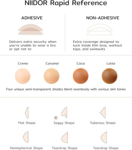 أغطية حلمات غير لاصقة للنساء من Niidor - فطائر سيليكون غير مرئية قابلة لإعادة الاستخدام - مثالية للسباحة والرياضة والاستخدام اليومي - ملصقات سلسة مع حقيبة سفر (cocco,S) in Kuwait
