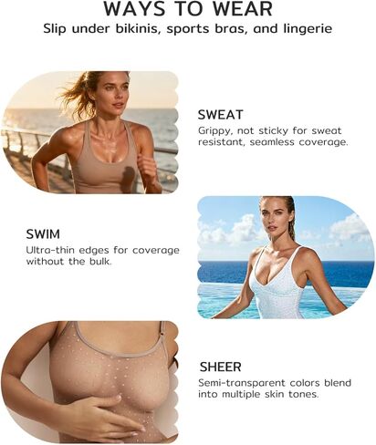 أغطية حلمات غير لاصقة للنساء من Niidor - فطائر سيليكون غير مرئية قابلة لإعادة الاستخدام - مثالية للسباحة والرياضة والاستخدام اليومي - ملصقات سلسة مع حقيبة سفر (cocco,S) in Kuwait