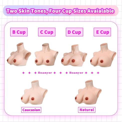 ROANYER Upgraded Breast Forms for Crossdresser, B-E Cup Realistic Fake Boobs Summer Version, Breastplate for Trans Drag Queen in Saudi Arabia